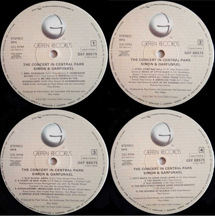 Simon & Garfunkel	- - - - -	The Concert In Central Park	- - - -	2 X LP