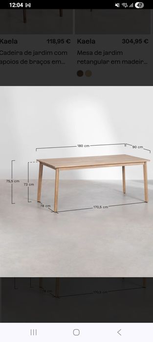 Mesa e 6 cadeiras Sklum (ainda empacotadas)