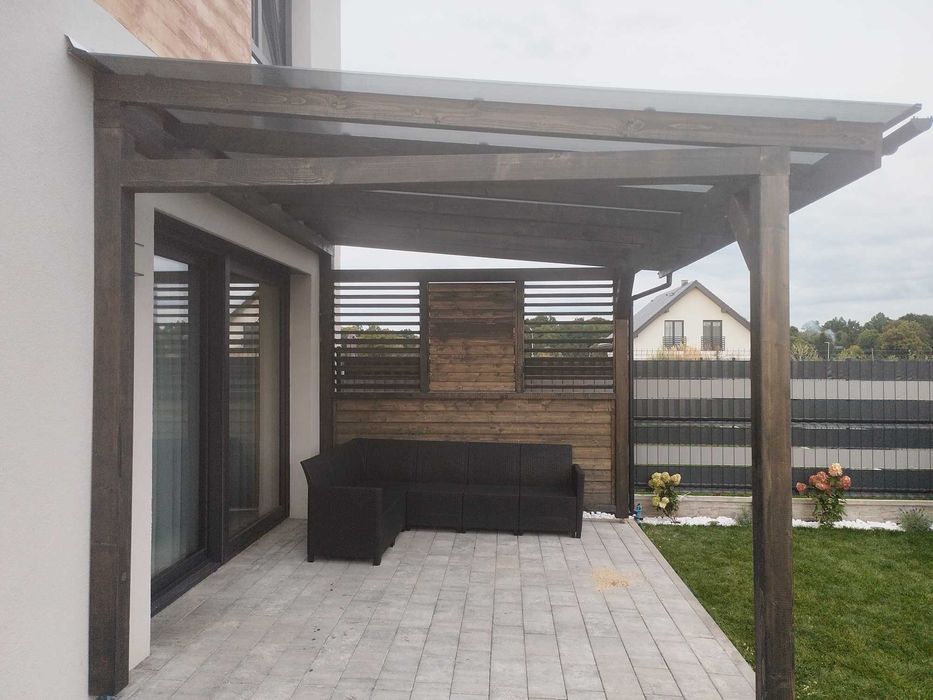 Zadaszenia tarasu z poliwęglanu,  tarasy z deski kompozytowej