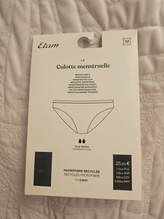 Majtki menstruacyjne etam rozmiar m czarne nowe