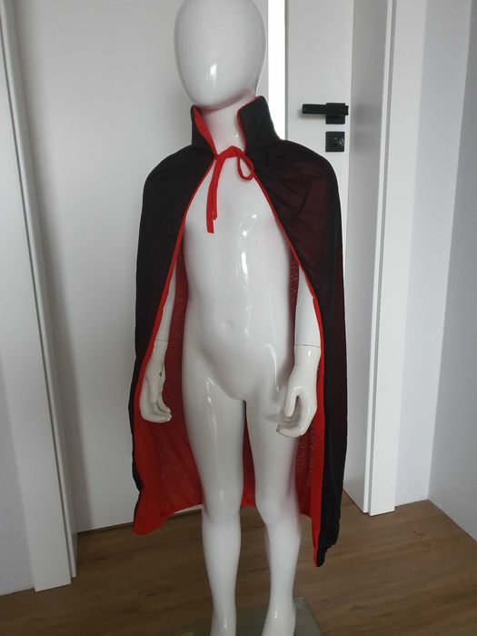 Dwustronna Peleryna WAMPIR Czarna Czerwona Kostium Halloween BAL