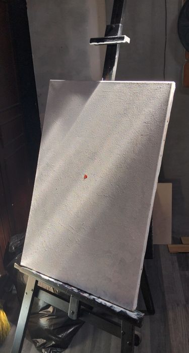 A pintura é decorativa, em acrílico, medindo 20 x70 cm. "Joaninha