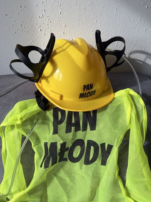 Imprezowy kask na piwo Pan Młody wieczór kawalerski + kamizelka