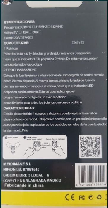 Comando de garagem novo