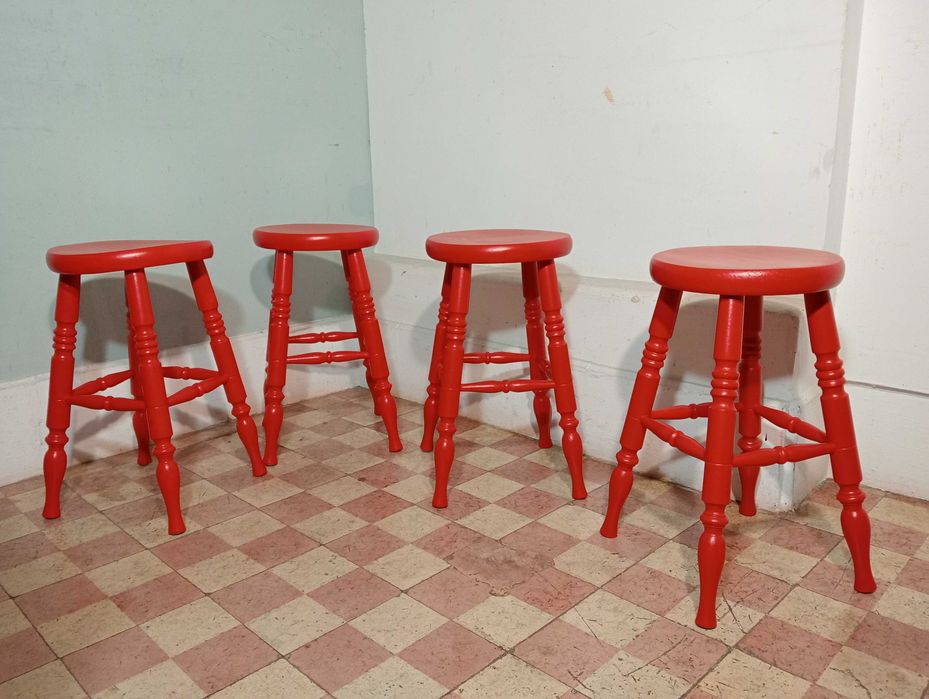 Conjunto 4 bancos vermelhos - Vintage