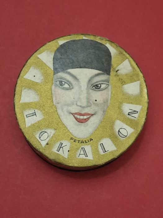 Caixa de pó de rosto Art Deco Tokalon Petalia dos anos 1920/1930