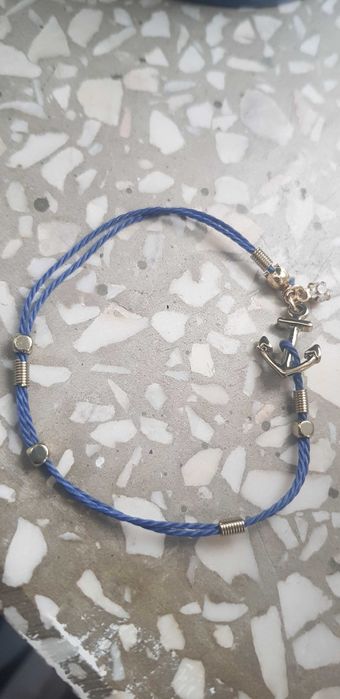 bransoletka sznurek kotwica granatowa kolor kotwicy złoty