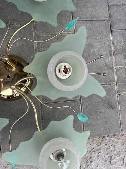 Люстра зелена, лампа, з метеликами