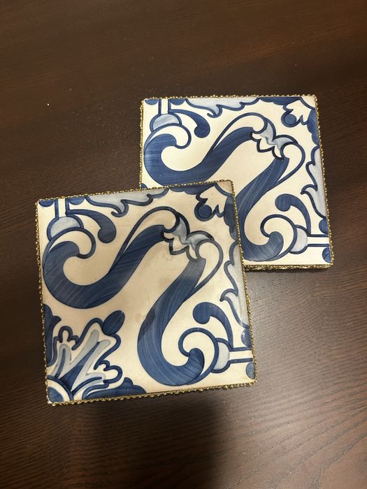 Par de Bases de Mesa em Azulejo Tradicional Pintado à Mão m