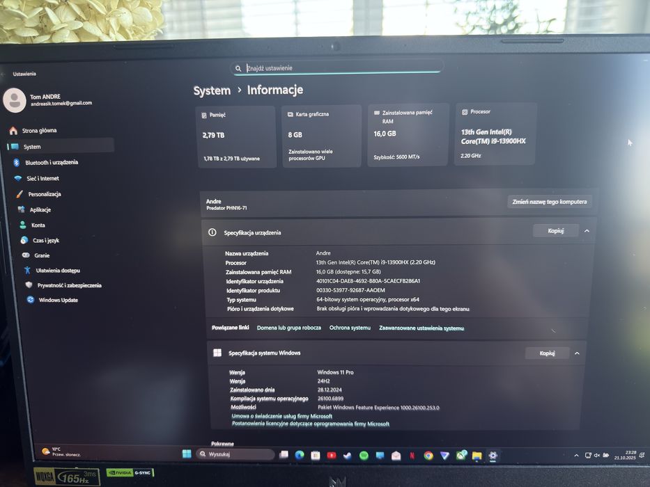 Laptop gamingowy oraz do pracy Acer predator
