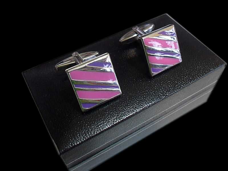 SPINKI SREBRNE POŁYSK do mankietów koszuli + ETUI S1 - NOwe