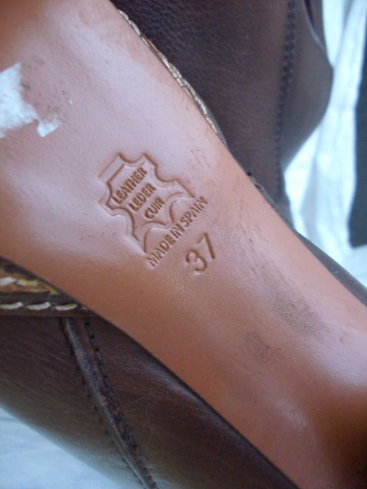 Paco Gil Spain hiszpańskie skórzane brązowe kozaki szpilki platforma