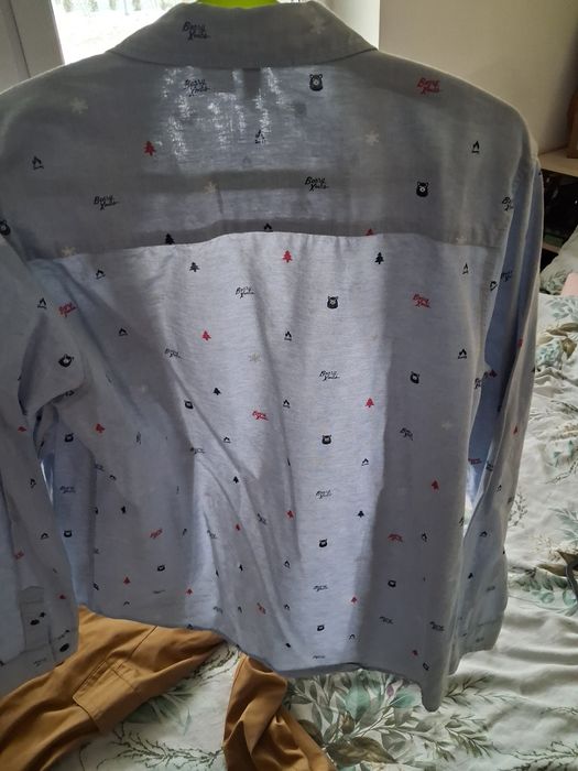 Koszula świąteczna  błękitna  M h&m