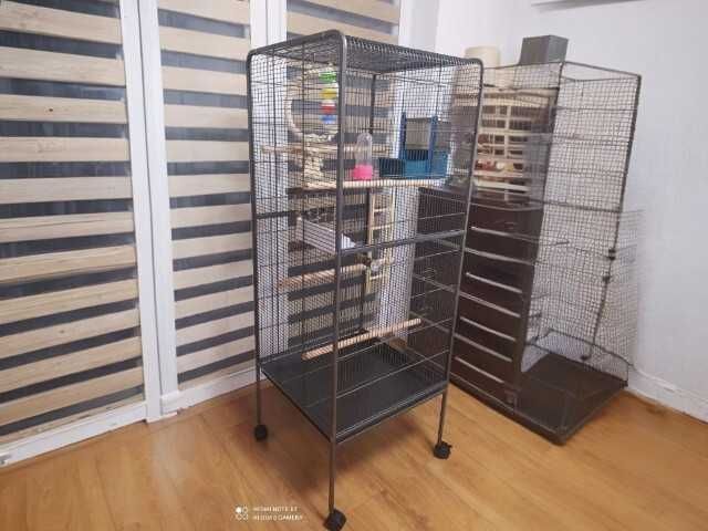 NOWA Duża Woliera dla ptaków klatka dla papug 4 drążki poidełko