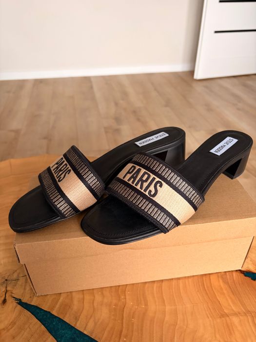 Steve Madden Paris klapki czarne beżowe NOWE 42