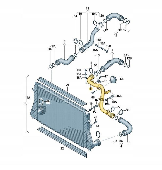 Новий оригінал патрубок інтеркулера VAG 3C0145840C Audi, Volkswagen, Skoda, Seat