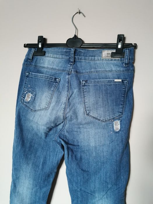 Jeansy dżinsy wysoki stan Angels kryształki skinny boho M L 38 40