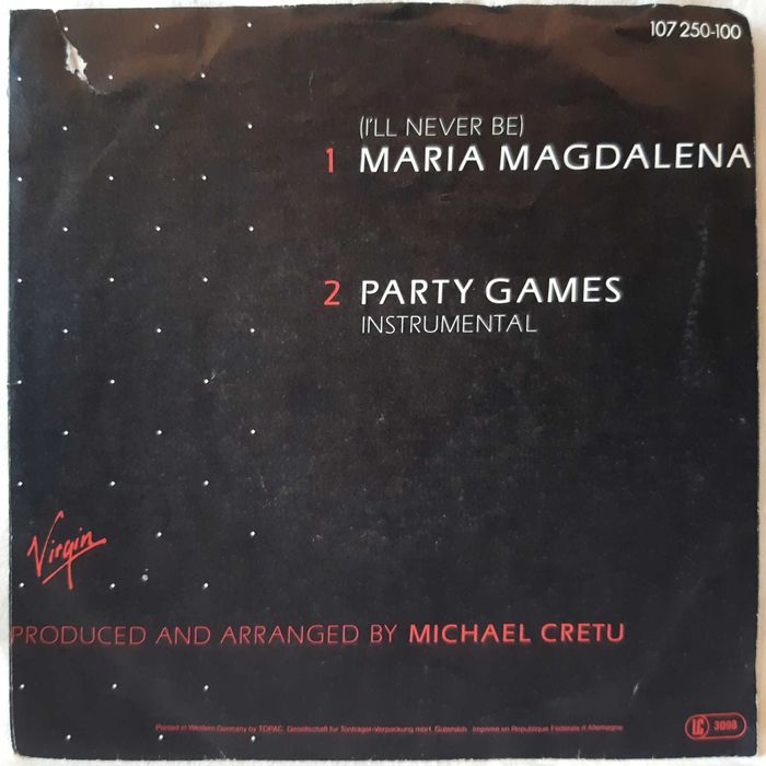 Sandra ‎- I'll Never Be. Maria Magdalena - 1985. (EP). Пластинка