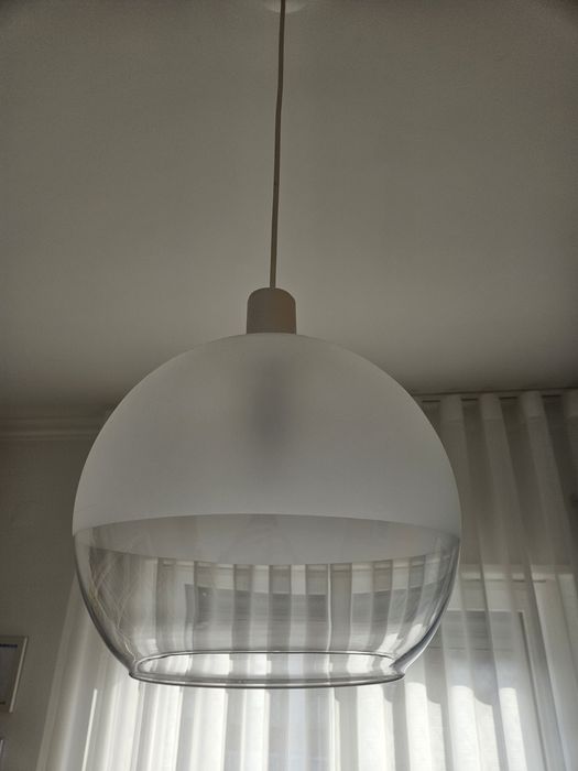 Candeeiro vidro transparente e fosco  30cm