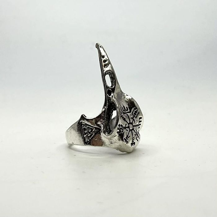 Sygnet pierścionek obrączka ring dziób wiking viking znaki srebrny