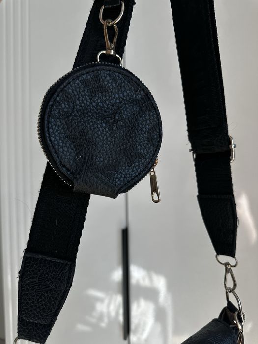 Черная сумка через плечо с кошельком (LV style)