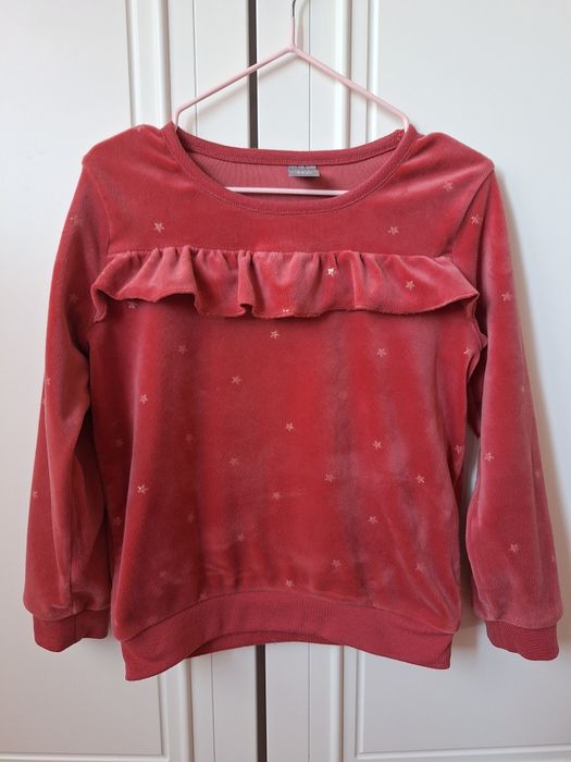 Bluza Pepco 110 116 bordowa gwiazdki falbanka welurowa