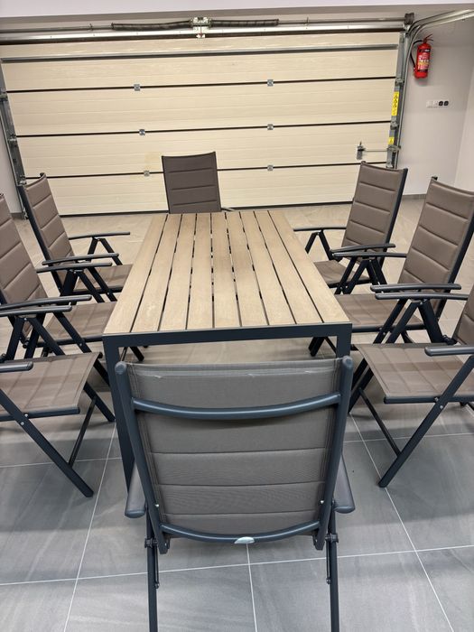 Stół ogrodowy aluminiowy Ibiza 180 cm Grey / Taupe+ 8 krzeseł