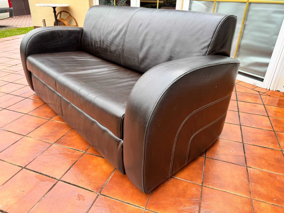 Kanapa skórzana rozkładana sofa wypoczynek fotel wersalka skóra