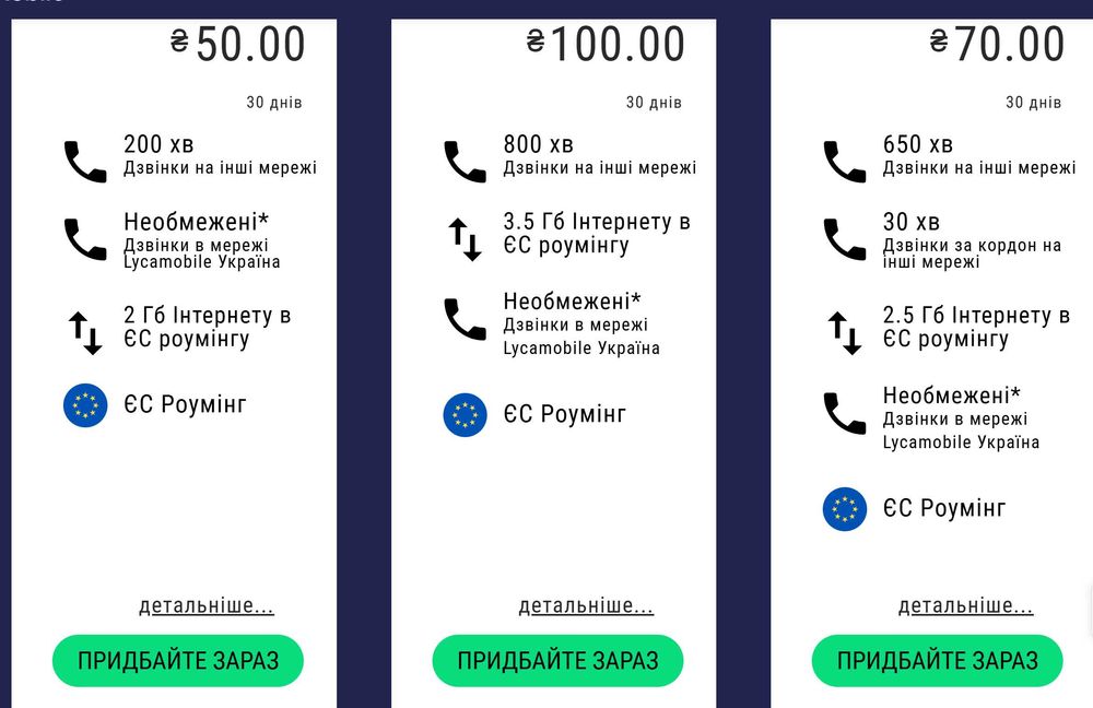 Стартовый пакет Lycamobile