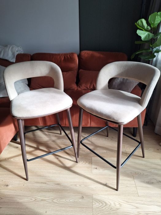 Krzesło barowe wysokie, hoker, beżowe