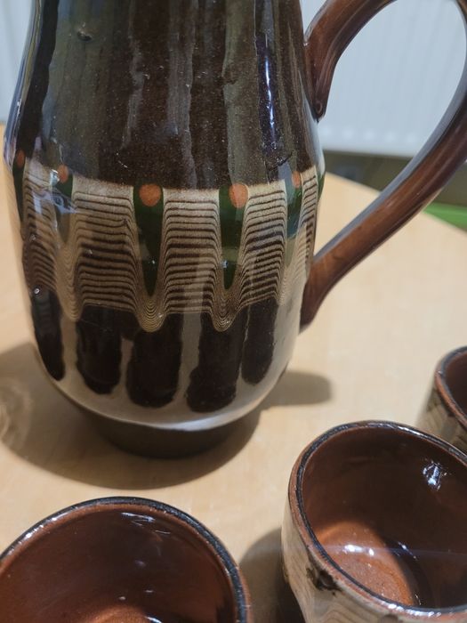 Tradycyjna Bułgarska Ceramika zestaw do serwowania Rakii