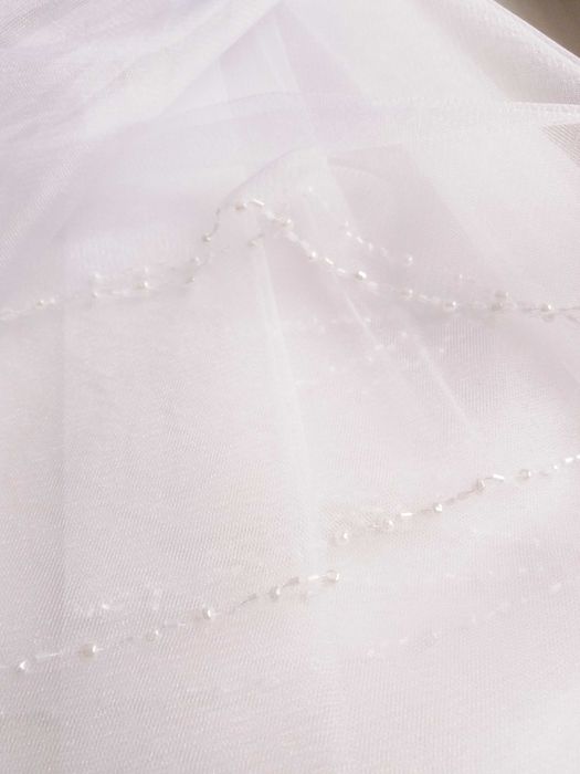 фата з бісером по краю  біла