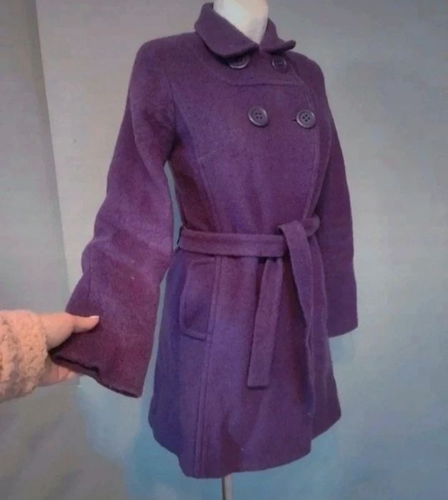Elegancki płaszcz damski fioletowy Diadema wełna wiskoza