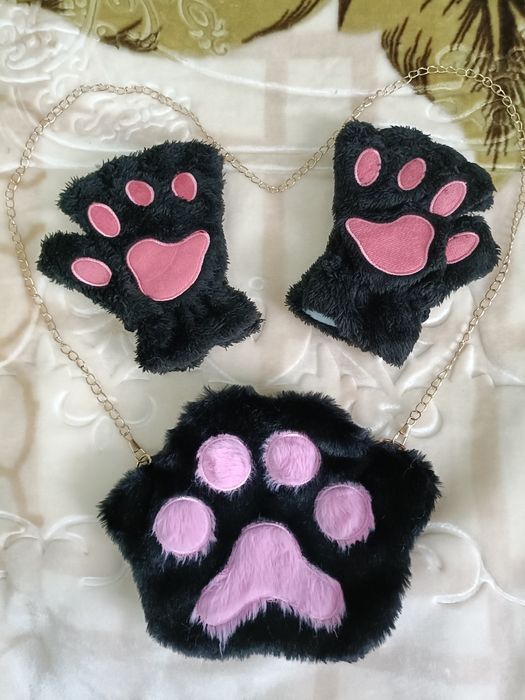 Набір для дівчаток безпальцеві рукавички, сумочка