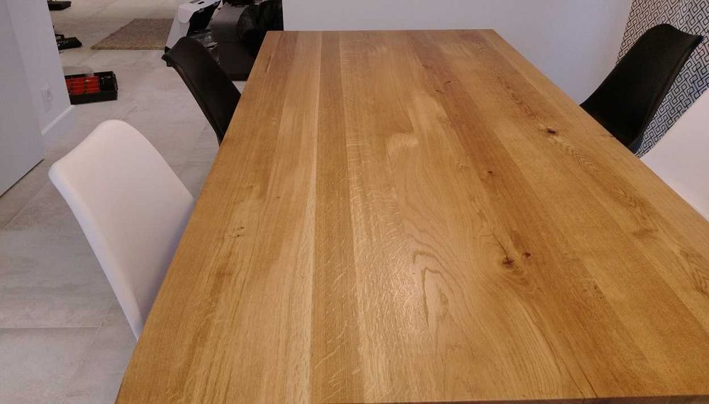 Stół lity dębowy nogi metalowe lakierowane proszkowo