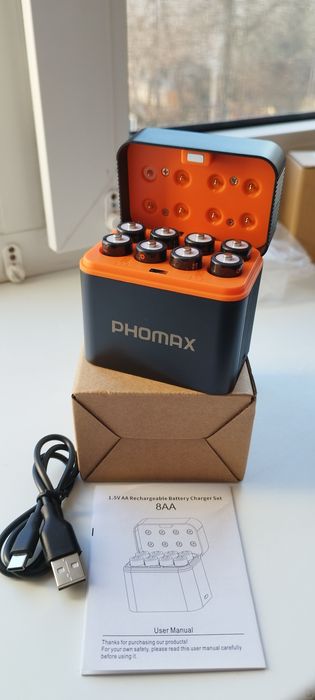 Зарядний Пристрій на 8 слотів PHOMAX з  8AA 4200mWh