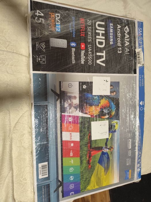 Nowy tv Samsung 45cali 4K led android 13 + uchwyt na ścianę