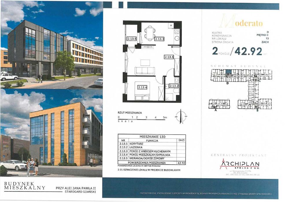 Mieszkanie z komórką lokatorską Moderato III; 2-pokoje; 42,92m2;