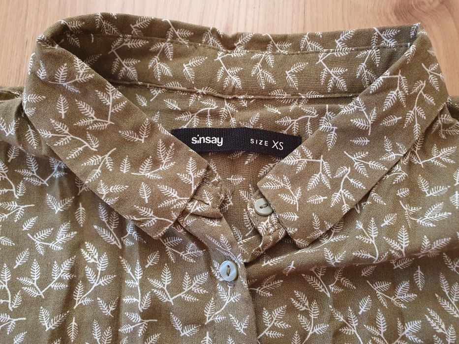 Koszulowa bluzka bez rękawów XS sinsay Khaki