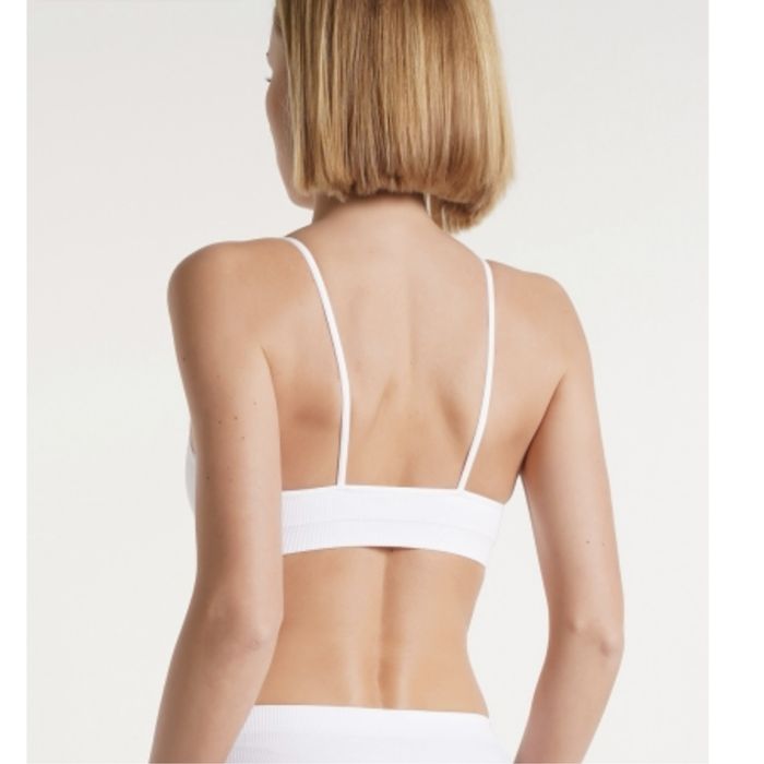 Топ на бретелях в рубчик CAMI TOP RIB (білий,коричневий)GIULIA