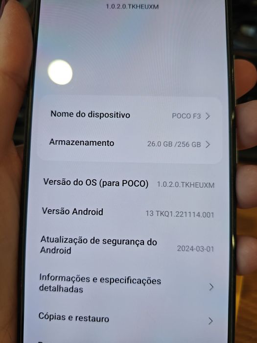 PocoF3 256gb memoria