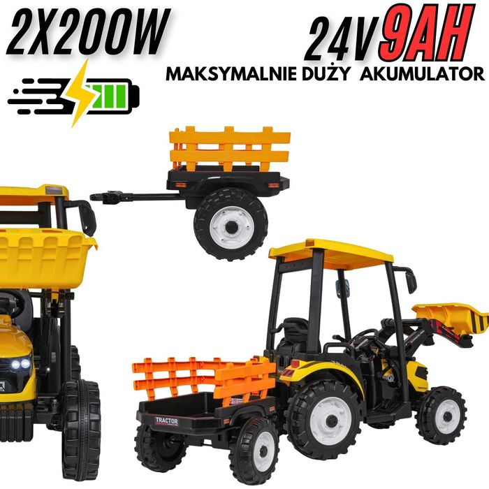 Wielki mocny traktor TITAN 24V D68 2x200W kabina pilot mp3