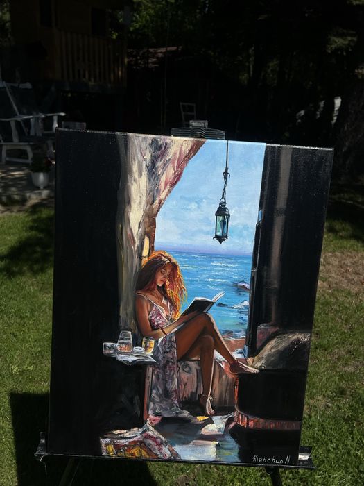 Obraz olejny dziewczyna nad morzem 50*40