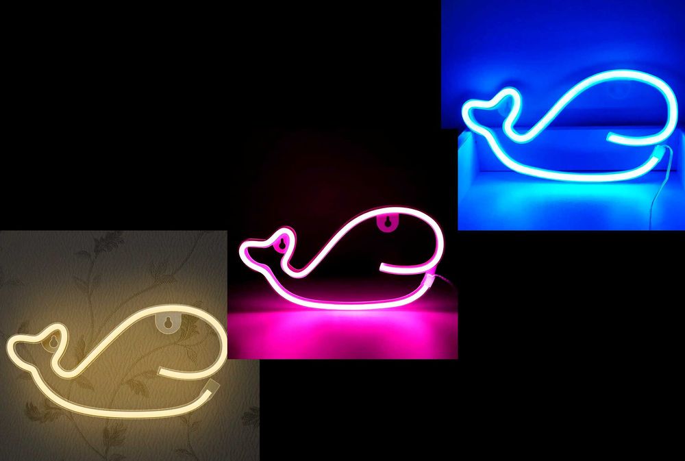 Настінний неоновий світильник-нічник рожевий, синій або теплий