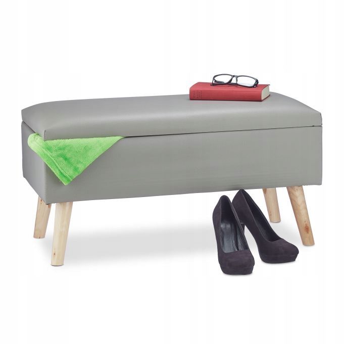 ławka tapicerowana, ze schowkiem relaxdays 80 x 40 x 39,5 cm szary