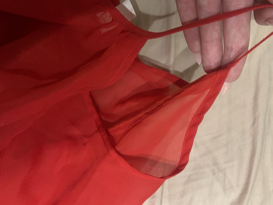 Новый спортивный купальник платье Joss синий / красная накидка