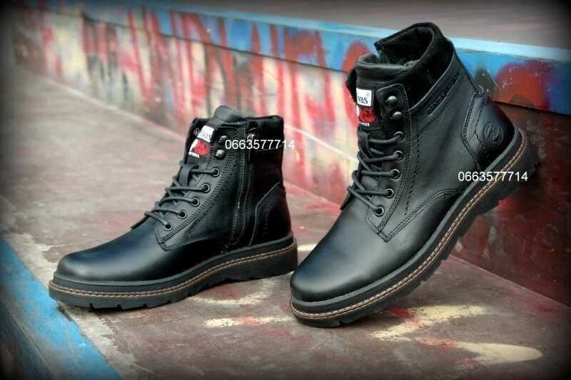 Кожаные зимние мужские ботинки молния высокие чоловічі зимові ботинки