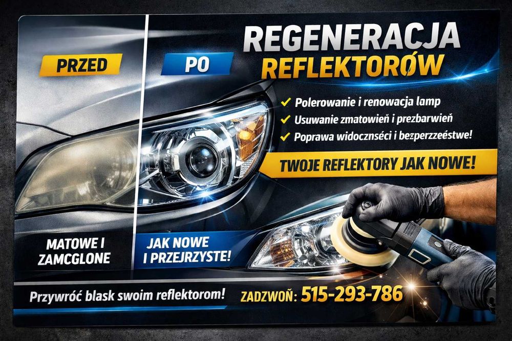 Regeneracja reflektorów samochodowych – polerowanie lamp / Powłoki UV