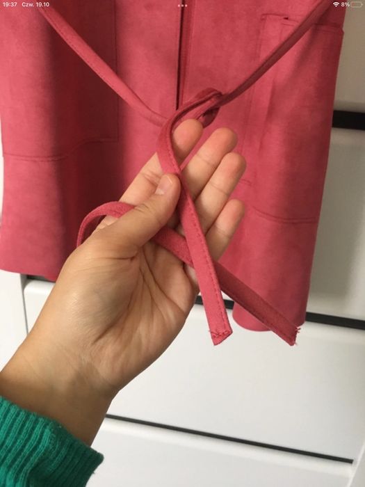 Nowy płaszcz pudrowy różowy zamszowy H&M  36s