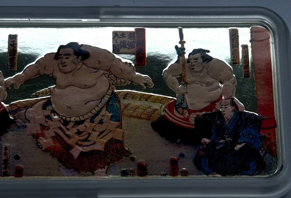 Ексклюзивна монета! СУМО! (Sumo Wrestling). 5унцій! СРІБЛО! 155,5 грам